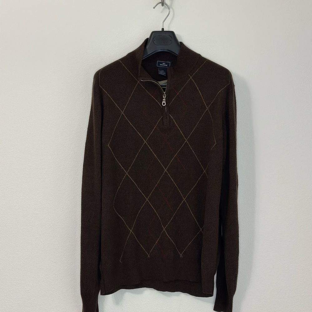 Men's Brown Argyle Sweater (Size Large)